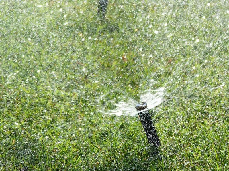 Sprinkler watering grass lawn in garden | Mansell Landscape Management