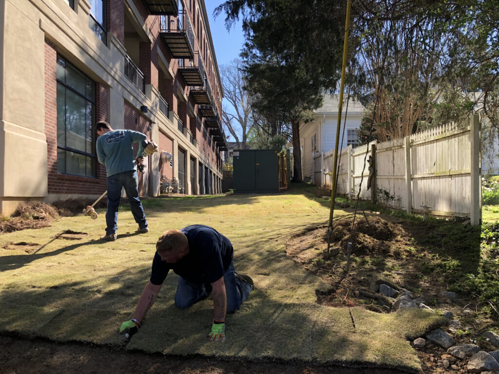 Mansell Crew Laying Sod | Mansell Landscape Managment